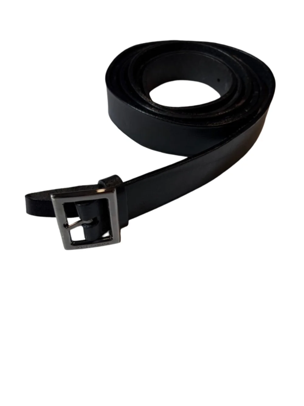 Dolce & Gabbana Black Leather Cut To Fit Belt Logo Buckle Italy D&G